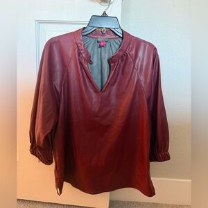 Like New Vince Camuto Rich Red Leather Top, Sz S